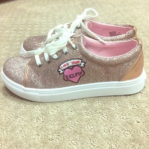 Girls rose gold glitter sneakers